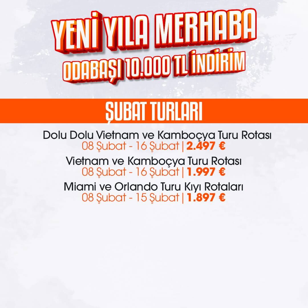 Yeni Yıla Merhaba! Şubat Ayı 10000TL İndirimli Turlar